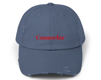 Unisex Counselor Distressed Cap