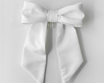 Handcrafted Bridal Bow: Luxury Matte Satin Wedding Hair Accessory