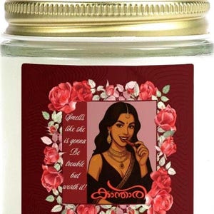Custom Text Malayali Candle, Coconut Apricot Wax, South Indian Gift