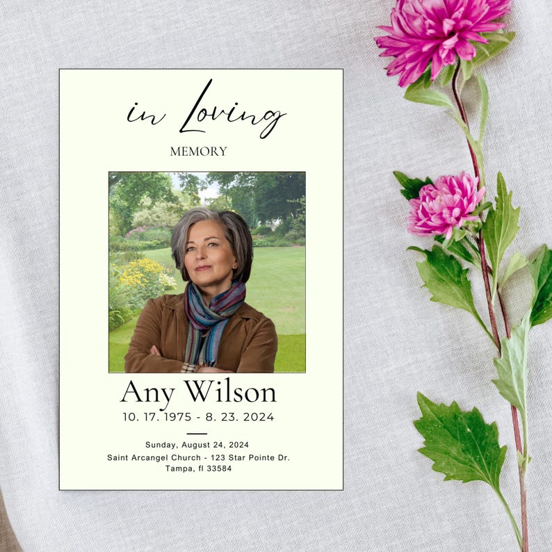 Editable Funeral Program Template Personalized Memorial Design Square