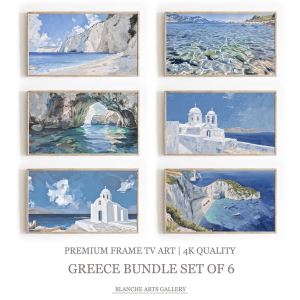 Summer in Greece Frame TV Art Bundle, Summer beach landscape, Minimalistic Art for TV, Digital Download Samsung Frame TV Art