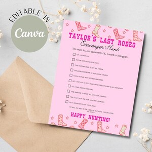 Last Rodeo Las Vegas Bachelorette Scavenger Hunt Template Bar Scavenger Hunt Digital Template Adult Scavenger Hunt Bachelorette Party Games