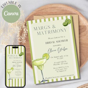 Bridal Shower Margs and Matrimony Invitation Template Cocktail Margaritas and Matrimony Bachelorette Party Invite Printable Digital Download