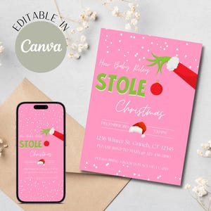 The Grinch How Baby Stole Christmas Baby Shower Invitation Template Printable Gender Neutral Baby Shower Grinchmas Girl December Baby Shower