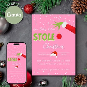 The Grinch How Baby Stole Christmas Baby Shower Invitation Template Printable Gender Neutral Baby Shower Grinchmas Girl December Baby Shower