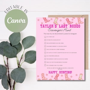 Last Rodeo Las Vegas Bachelorette Scavenger Hunt Template Bar Scavenger Hunt Digital Template Adult Scavenger Hunt Bachelorette Party Games