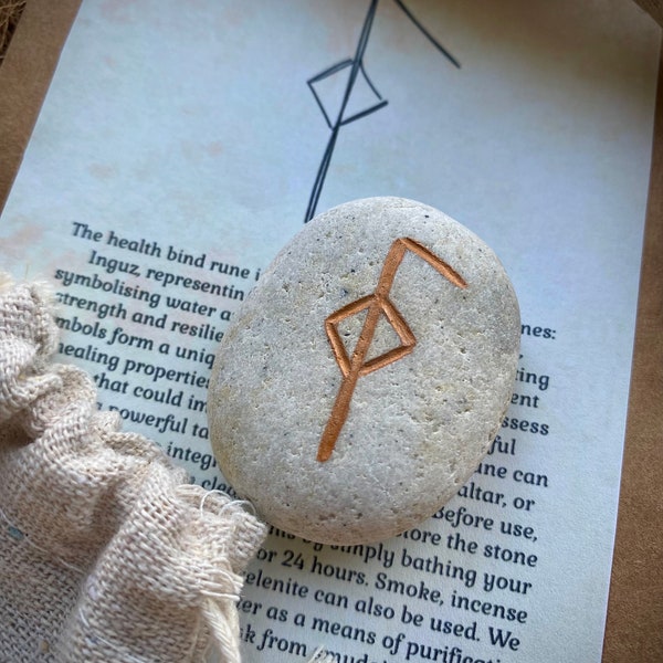 Carved Bind Rune ‘health’ stone | divination tools | natural | pagan crafts | gifts