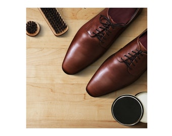 New Men's Handmade Brown Leather Formal Dress Shoes Lace up Casual Wear Boots
