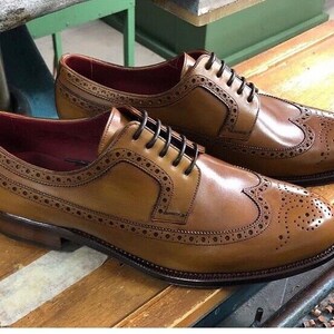Handmade Men's Tan Ankle Lace up Leather Shoes, Bespoke Stylish Formal Boots image 2