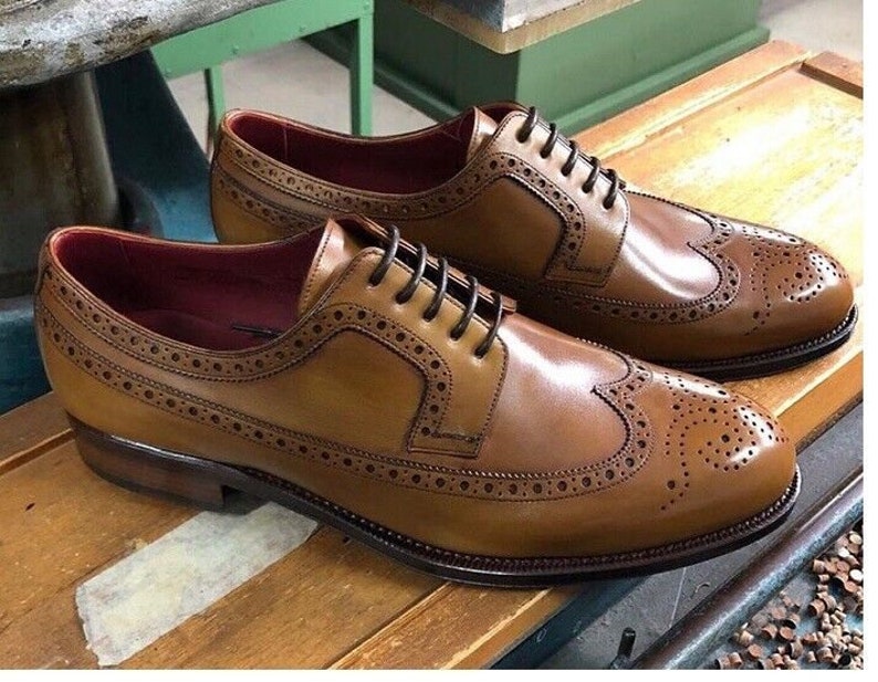 Handmade Men's Tan Ankle Lace up Leather Shoes, Bespoke Stylish Formal Boots image 2