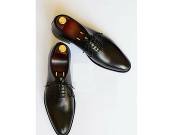 Botas de cuero hechas a mano para hombre vestido Oxfords zapatos boda fiesta negro Formal nuevo