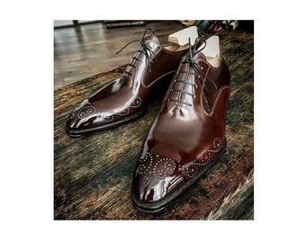 Maßgeschneiderte handgemachte Männer amerikanischen Luxus Brogues Tip Leder Kleid Schuhe formelle Schuhe