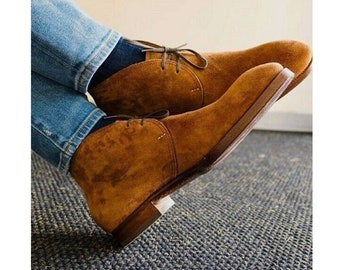 Nouvelle robe en daim marron pour hommes Chukka pour occasions décentes, botte à lacets, randonnée pour adultes