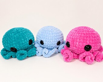 Crochet Baby Octopus Plush, Handmade Mini Sea Animal, Custom Color Stuffed Toy, Ocean Nursery Decor, Birthday Gift, Soft Desk Buddy, 5 Inch