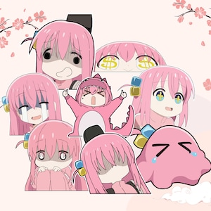 Bocchi le rocher ! Ensemble d&#39;expressions de Bocchiverse 1 | Ensemble d&#39;autocollants résistants aux intempéries | Stickers mignons | Ensemble d&#39;autocollants pour ordinateur portable | Sticker Anime | Produits dérivés animés