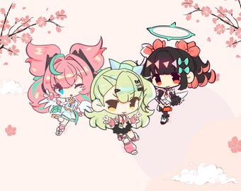 Pegatinas de la Zona Cero sin Zen / Pegatinas ZZZ Lindas / Ángeles del Engaño - Sunna, Aria, Nangong