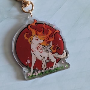 Okami Amaterasu Acrylic Charm - Okami Ammy Keychain | Keychain Accessory