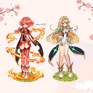 Xenoblade Chronicles 2 Pyra and Mythra Weatherproof Sticker Set | Cute Decals | Laptop Sticker Set | Video Game Sticker | Gaming Gifts