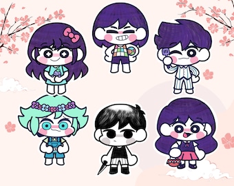 Set de pegatinas Omori: pegatinas chibi resistentes a la intemperie, calcomanías bonitas, pegatinas para portátil, pegatinas de videojuegos, regalos para juegos, juegos de terror