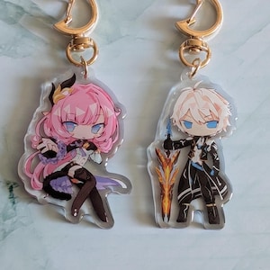 Kevin Kaslana and Elysia Acrylic Charms - Honkai Impact 3rd Keychain Collection | Keychain Accessory
