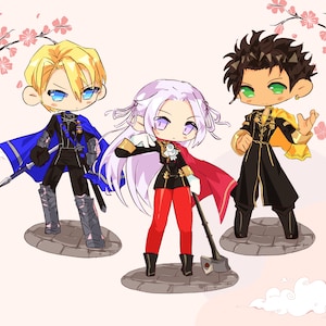 Fire Emblem Drei Häuser | Edelgard, Dimitri, Claude Wetterfeste Aufkleber | Abziehbilder | Laptop Sticker Set | Videospiel-Sticker
