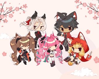 Pegatinas Chibi de Arknights Endfield / Pegatinas de Wulfgard, Yvonne y Gilberta / Set de pegatinas para portátil / Pegatinas ZZZ lindas