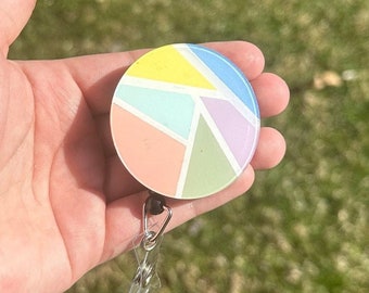 Customizable Hand Painted Colorblock Badge Reel