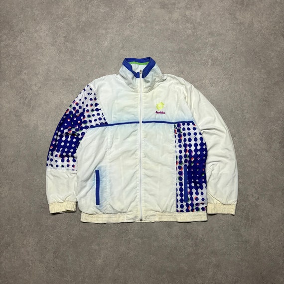 90s Vintage Lotto White and Blue Wavey Tennis Track Jacket L Etsy Ireland