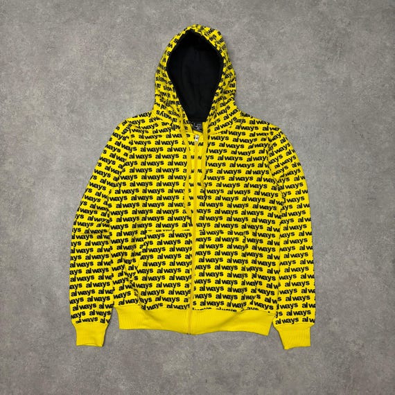 Always Do What You Should Do Yellow Print Full Zip Hoodie (M Always Do What You Should Do Yellow Print Full Zip Hoodie (M