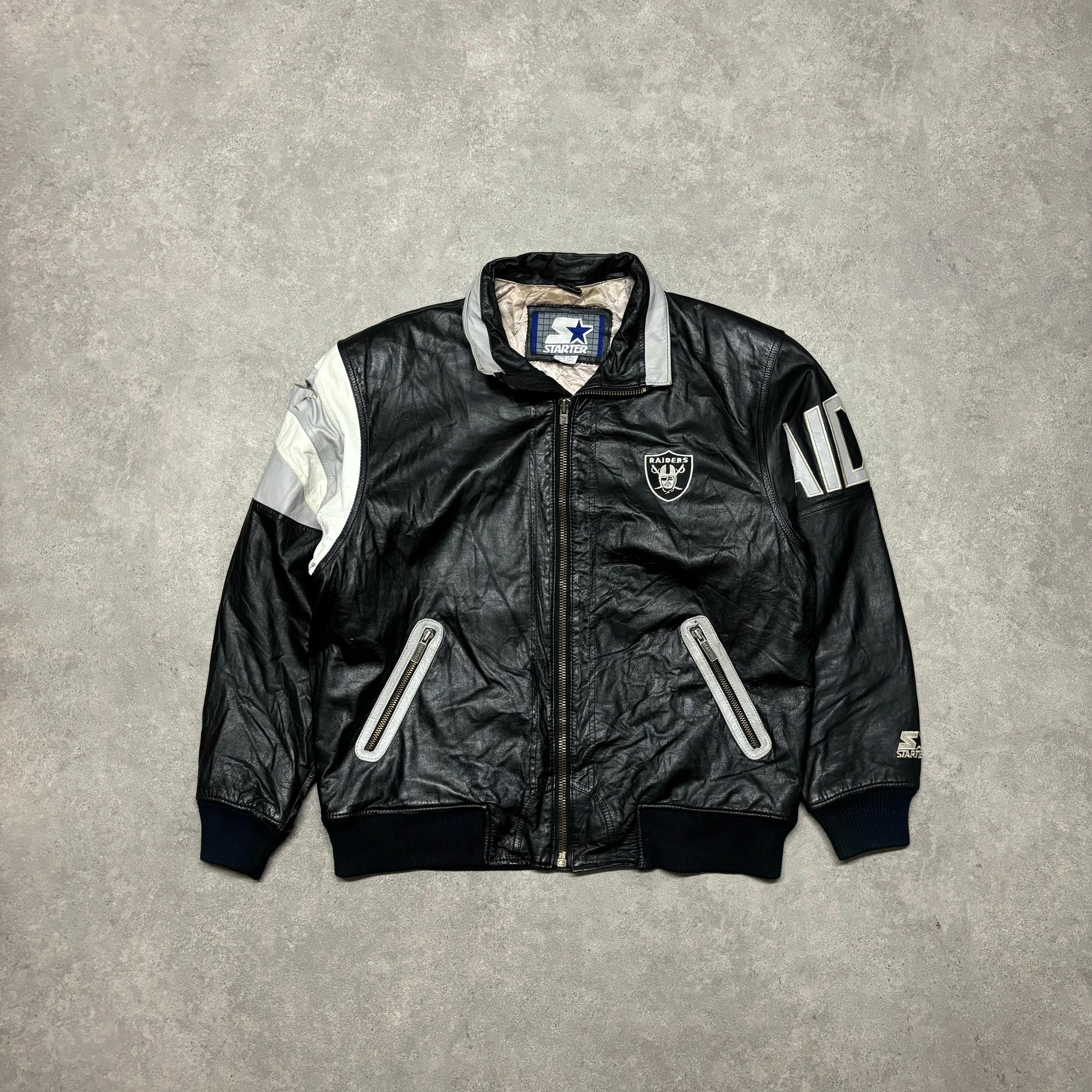Leather raiders jacket discount