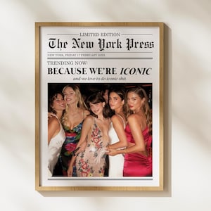 Personalized Friends Newspaper Print, Custom Framed Wall Art