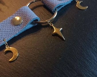 Choker "Star Child" Babyblauwe ketting Sterren Maan