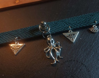 Gargantilla "Cthulhu" Collar Goth Kraken Cultista Verde Petróleo