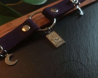 Choker "Tarot" ketting paarse alternatieve maan sieraden