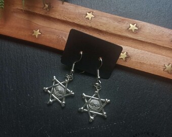 "Ohrringe ""Das sehende Auge"" Pentagramm Goth Alternative Silberschmuck"