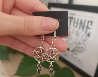 Pendientes "Magia Blanca" Joyería de Plata Pentagrama Brujo