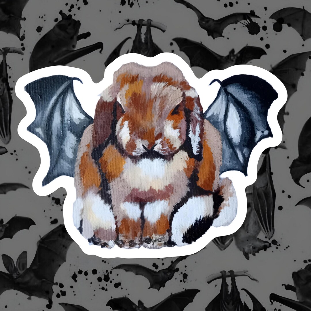 Bat Bunny Die Cut Vinyl Sticker: Cute Halloween Lop Eared Bunny With ...