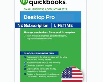 Quickbooks desktop Pro 2024 US pour Windows : licence à vie, pas d'abonnement