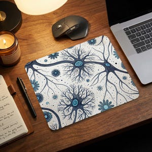 Neurons Mouse Pad: Artistic Brain Cell Design, Science Gift