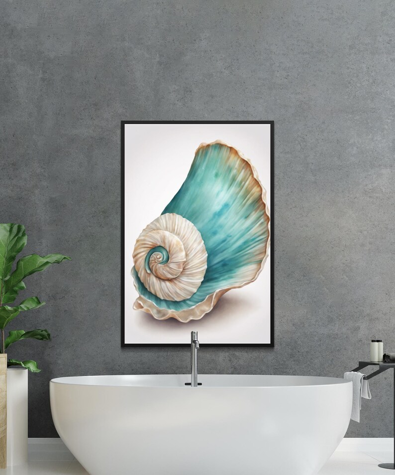 Coastal Nautical Decor, Beach Shell Art Print, Ocean Shell Wall Art ...