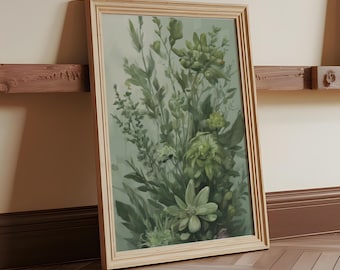 Sage Green Botanical Art Print: Minimalist Nature Poster