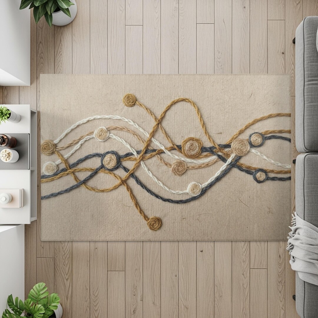 Neuron Tuft Rug Woven Threadcore Rug – Abstract Neuron Pattern for Modern Minimalist ...
