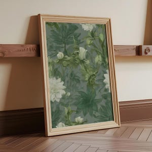 Sage Green Floral Art Print: Botanical Garden Wall Decor