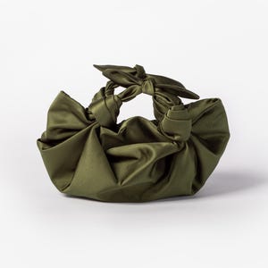 Moss Green Satin Knot Bag: Bowknot Clutch, Evening Bag