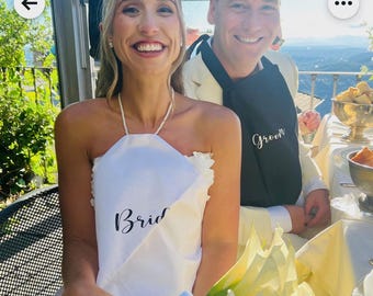 gown wedding bibs for bride and groom