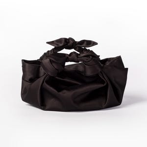 Black Satin Knot Bag: Bowknot Clutch, Elegant Evening Bag