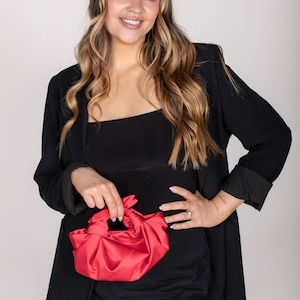 Red Satin Knot Bag, Satin Knot Bag, Bowknot Bag, Evening Bag, Valentine Gift, Clutch Bag, Red Satin Bag