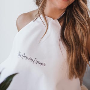 Wedding Bib with Pearl Necklace: &quot;This Dress Is Expensive&quot; Bridal Gift