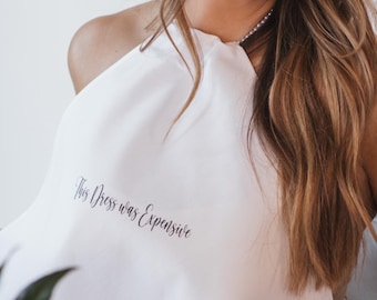 Wedding Bib with Pearl Necklace: &quot;This Dress Is Expensive&quot; Bridal Gift