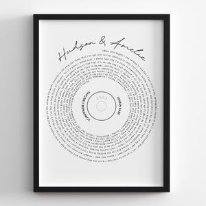 Custom Song Lyric Framed  Print, Anniversary Gift, Custom Lyric Print, Personalized Song, Song Lyrics Framed Art, Printable Wall Art